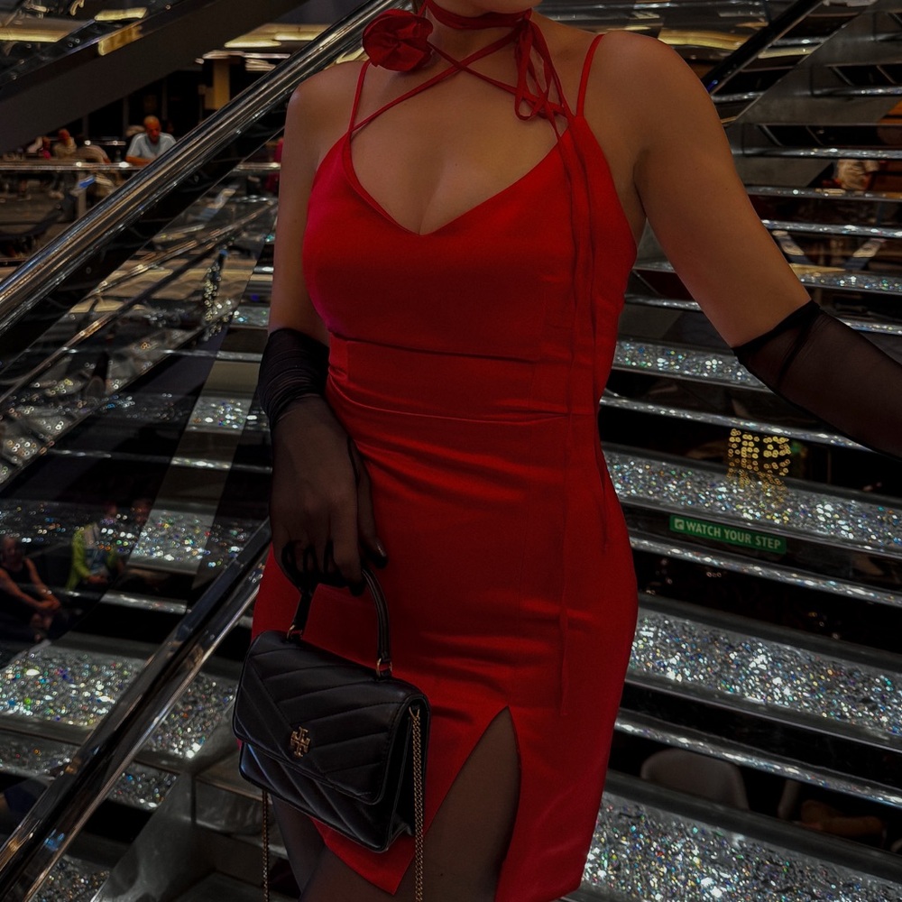 Posh Vibrant Red Backless Dress